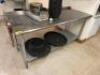 DESCRIPTION 72 "X 30" STAINLESS TABLE W/ MOUNTED CAN OPENER AND 1" BACK SPLASH SIZE 72" X 30" LOCATION KITCHEN QTY 1 - 3