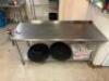 DESCRIPTION 72 "X 30" STAINLESS TABLE W/ MOUNTED CAN OPENER AND 1" BACK SPLASH SIZE 72" X 30" LOCATION KITCHEN QTY 1 - 4