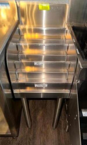 DESCRIPTION 14" UNDER BAR STAINLESS BOTTLE RISER RACK. LOCATION BAR QTY 1