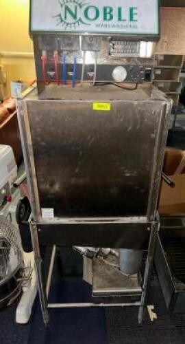 DESCRIPTION NOBLE WAREFORCE 1-E SINGEL RACK DISH MACHINE BRAND / MODEL: NOBLE WAREFORCE 1-E ADDITIONAL INFORMATION 1 PHASE, 115 VOLT, COUNTER 6834 CYC