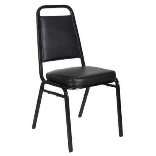 DESCRIPTION (8) BLACK PADDED STACK CHAIRS. ADDITIONAL INFORMATION IN GOOD CONDITION. / NEW 2022 THIS LOT IS: SOLD BY THE PIECE LOCATION MAIN SEATING Q