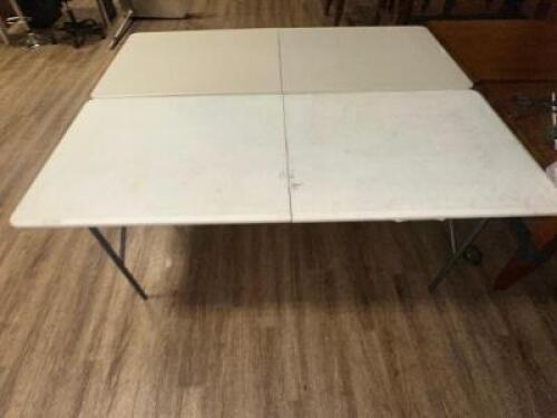 DESCRIPTION (2) 72" X 30" WHITE PLASTIC FOLDING TABLES. THIS LOT IS: SOLD BY THE PIECE LOCATION MAIN SEATING QTY 2