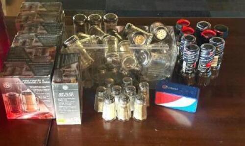 DESCRIPTION: LARGE GROUP OF TABLE DRESSING, SALT, PEPPER, AND SHAKER SETS LOCATION: TABLES THIS LOT IS: ONE MONEY QTY: 1