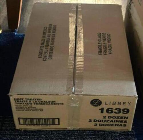 DESCRIPTION: 24 CT. CASE OF MIXING GLASSES BRAND / MODEL: LIBBEY LOCATION: TABLES THIS LOT IS: ONE MONEY QTY: 1