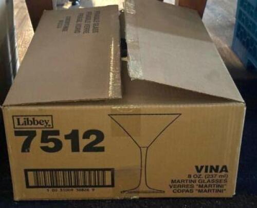 DESCRIPTION: 6 CT. CASE OF MARTINI GLASSES LOCATION: TABLES THIS LOT IS: ONE MONEY QTY: 1