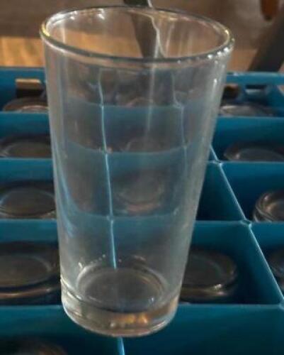 DESCRIPTION: (50) - BEVERAGE GLASSES ADDITIONAL INFORMATION: RACKS INCLUDED. LOCATION: TABLES THIS LOT IS: SOLD BY THE PIECE QTY: 50