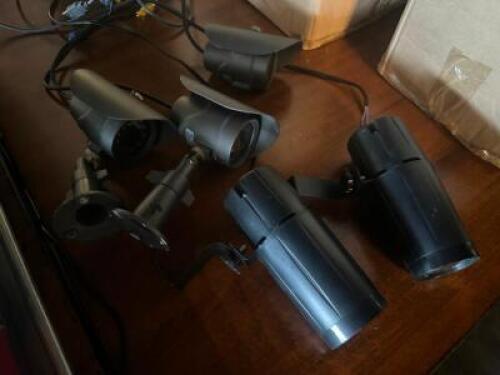 DESCRIPTION: (5) - WALL MOUNTED SECURITY CAMERAS LOCATION: TABLES THIS LOT IS: SOLD BY THE PIECE QTY: 5