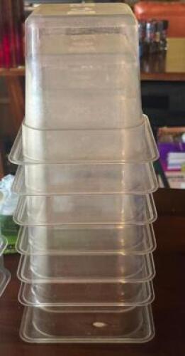 DESCRIPTION: (7) - PLASTIC CONTAINERS WITH LIDS LOCATION: TABLES THIS LOT IS: SOLD BY THE PIECE QTY: 7
