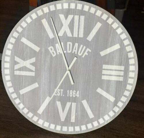 DESCRIPTION: WALL CLOCK LOCATION: TABLES THIS LOT IS: ONE MONEY QTY: 1