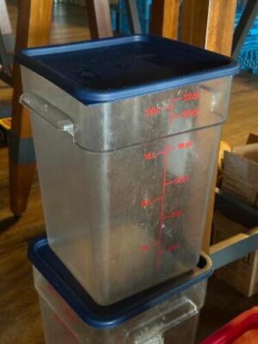 DESCRIPTION: (2) - PLASTIC CONTAINERS WITH LIDS LOCATION: TABLES THIS LOT IS: SOLD BY THE PIECE QTY: 2