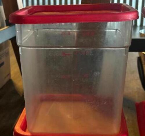 DESCRIPTION: (2) - PLASTIC CONTAINERS WITH LIDS LOCATION: TABLES THIS LOT IS: SOLD BY THE PIECE QTY: 2