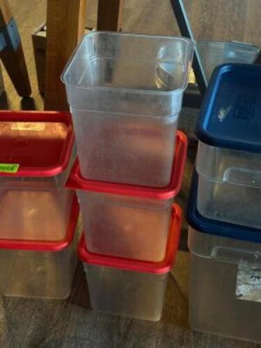 DESCRIPTION: (3) - PLASTIC CONTAINERS WITH LIDS ADDITIONAL INFORMATION: ONLY TWO LIDS LOCATION: TABLES THIS LOT IS: SOLD BY THE PIECE QTY: 3
