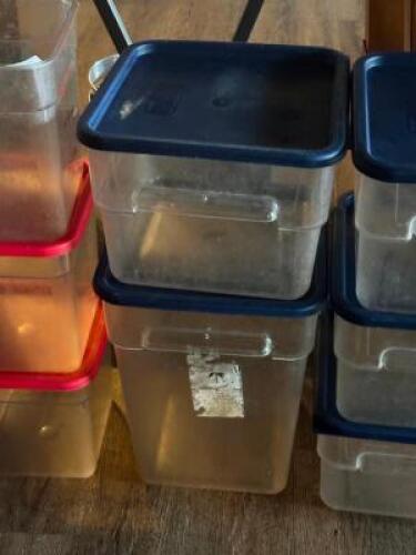 DESCRIPTION: (2) - PLASTIC CONTAINERS WITH LIDS LOCATION: TABLES THIS LOT IS: SOLD BY THE PIECE QTY: 2