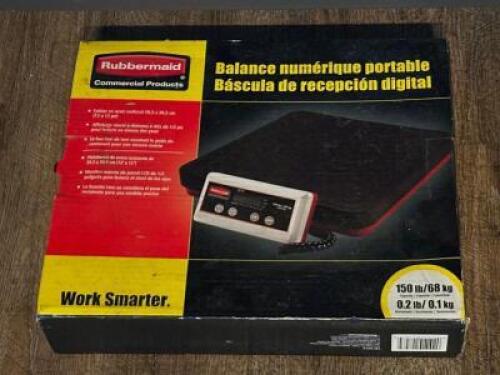 DESCRIPTION: SCALE BRAND / MODEL: RUBBERMAID LOCATION: TABLES THIS LOT IS: ONE MONEY QTY: 1