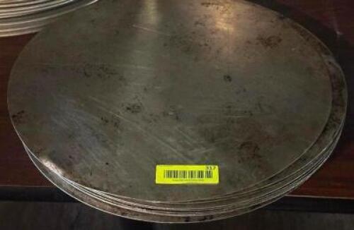 DESCRIPTION: (8) - PIZZA PANS SIZE: 16" LOCATION: TABLES THIS LOT IS: SOLD BY THE PIECE QTY: 8