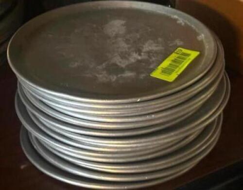 DESCRIPTION: (20) - PIZZA PANS SIZE: 9" LOCATION: TABLES THIS LOT IS: SOLD BY THE PIECE QTY: 20