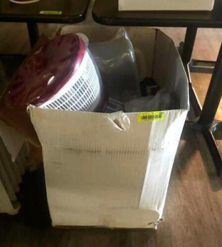 DESCRIPTION: ASSORTED CONTAINERS AND KITCHEN ITEMS LOCATION: TABLES THIS LOT IS: ONE MONEY QTY: 1