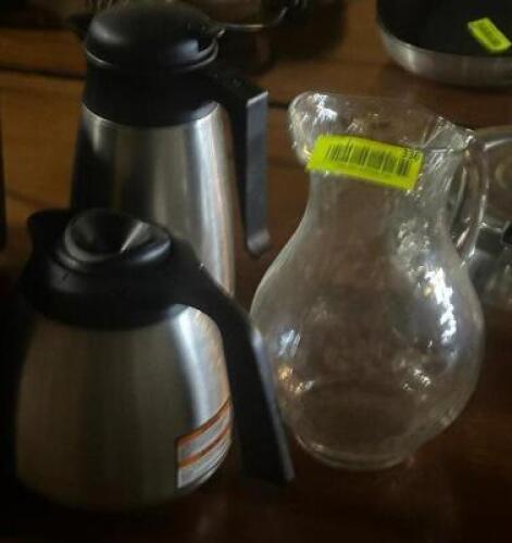DESCRIPTION: (3) - BEVERAGE PITCHERS LOCATION: TABLES THIS LOT IS: SOLD BY THE PIECE QTY: 3