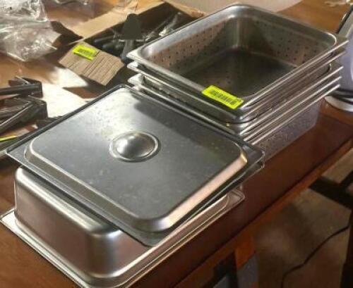 DESCRIPTION: ASSORTED STAINLESS INSERTS WITH LIDS LOCATION: TABLES THIS LOT IS: ONE MONEY QTY: 1