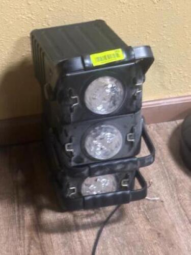 DESCRIPTION: (3) - MOUNTED STAGE LIGHTS LOCATION: TABLES THIS LOT IS: SOLD BY THE PIECE QTY: 3