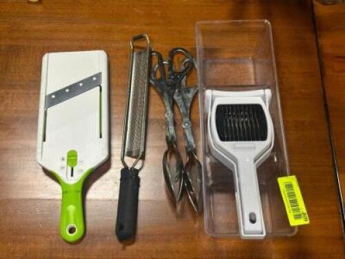 DESCRIPTION: ASSORTED PREP TOOLS LOCATION: TABLES THIS LOT IS: ONE MONEY QTY: 1