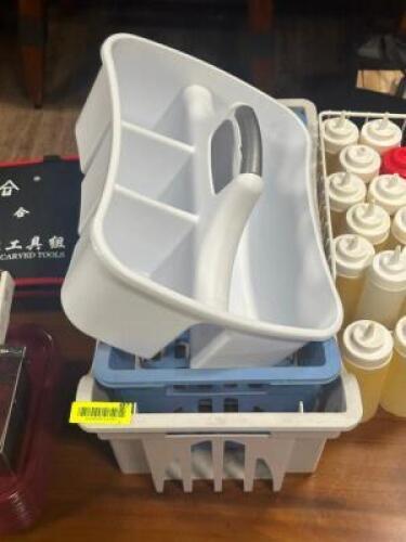 DESCRIPTION: ASSORTED ORGANIZERS AND TRAYS LOCATION: TABLES THIS LOT IS: ONE MONEY QTY: 1
