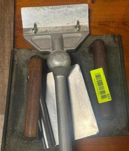 DESCRIPTION: GRILL PRESS AND SCRAPPER LOCATION: TABLES THIS LOT IS: SOLD BY THE PIECE QTY: 3