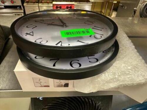 DESCRIPTION (2) 10" WALL CLOCKS THIS LOT IS: ONE MONEY LOCATION KITCHEN QTY 1