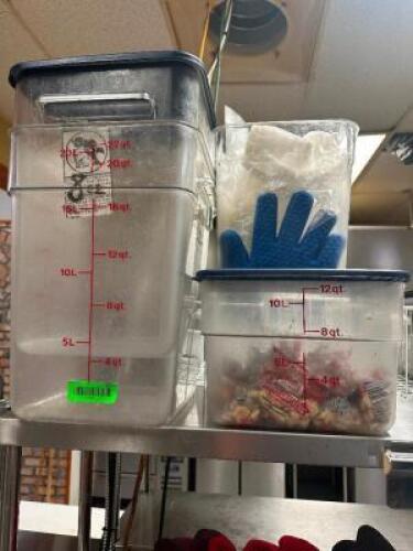 DESCRIPTION (2) 22 QT PLASTIC CONTAINERS AND (1) 12 QT THIS LOT IS: SOLD BY THE PIECE LOCATION KITCHEN QTY 3
