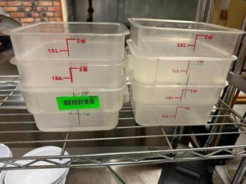 DESCRIPTION (3) 2 QT PLASTIC CONTAINERS / NO LIDS THIS LOT IS: ONE MONEY LOCATION KITCHEN QTY 1