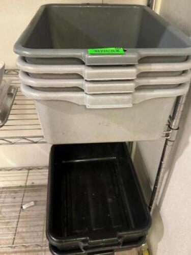 DESCRIPTION (6) ASSORTED PLASTIC BUS TUBS. THIS LOT IS: SOLD BY THE PIECE LOCATION KITCHEN QTY 6