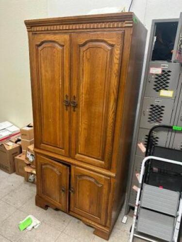 DESCRIPTION 36" TWO DOOR WOODEN ARMOIRE CABINET LOCATION KITCHEN QTY 1