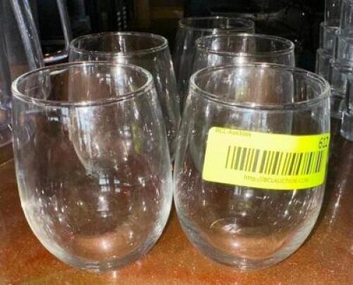 DESCRIPTION (5) STEMLESS WINE GLASSES THIS LOT IS: ONE MONEY LOCATION BAR QTY 1