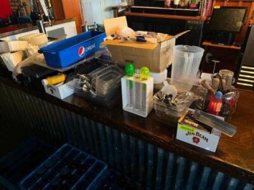 DESCRIPTION (1) LOT OF ASSORTED BAR SUPPLIES. ADDITIONAL INFORMATION SEE ADDITIONAL IMAGES THIS LOT IS: ONE MONEY LOCATION BAR QTY 1