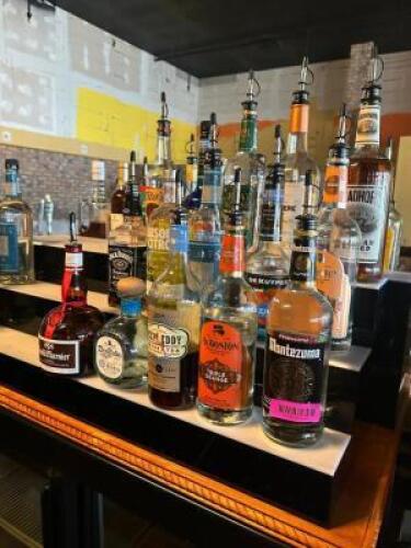 DESCRIPTION (1) LOT OF ASSORTED OPEN BOTTLES OF MIXERS AND SPIRITS. THIS LOT IS: ONE MONEY LOCATION BAR QTY 1