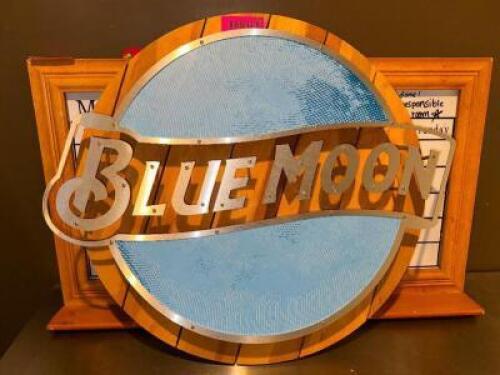 DESCRIPTION BLUE MOON WOODEN AND METAL BAR SIGN LOCATION BAR QTY 1