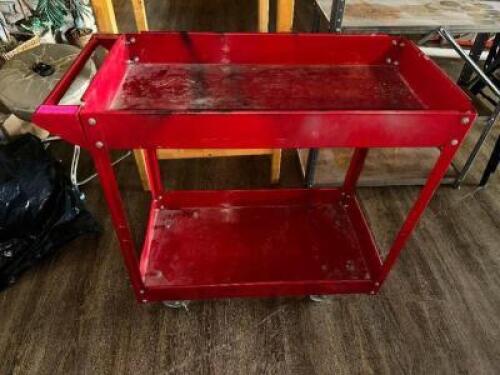 DESCRIPTION TWO TIER RED METAL UTILITY CART LOCATION BAR QTY 1