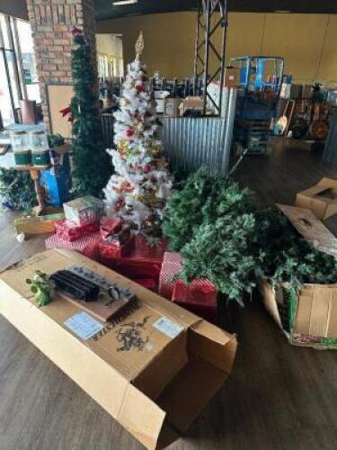 DESCRIPTION (1) LARGE LOT OF ASSORTED CHRISTMAS DECORATIONS ADDITIONAL INFORMATION W/ (3) TREES LOCATION BAR QTY 1
