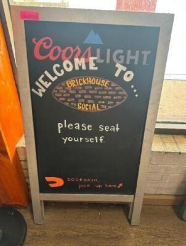 DESCRIPTION COORS LIGHT CHALK BOARD SANDWICH BOARD. LOCATION BAR QTY 1