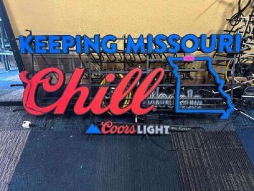 DESCRIPTION KEEPING MISSOURI CHILL COORS LIGHT LED BAR SIGN LOCATION MAIN SEATING QTY 1