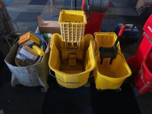 DESCRIPTION (3) ASSORTED MOP BUCKETS. THIS LOT IS: ONE MONEY LOCATION MAIN SEATING QTY 1