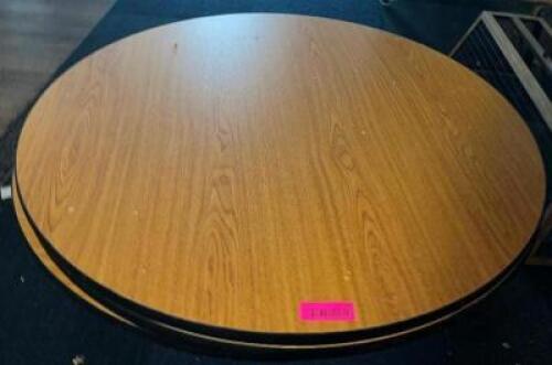 DESCRIPTION (3) 36" ROUND LAMINATE WOOD TABLE TOPS ADDITIONAL INFORMATION NO BASES THIS LOT IS: SOLD BY THE PIECE LOCATION MAIN SEATING QTY 3