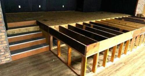 DESCRIPTION APPROX 20' WOOD FRAME AND STAIR FOR STAGE. ADDITIONAL INFORMATION TOOLS AND LABOR REQUIRED FOR REMOVAL LOCATION MAIN SEATING QTY 1