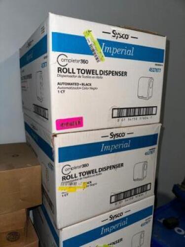 DESCRIPTION (6) SYSCO COMPLETE 360 ROLL TOWEL DISPENSERS ADDITIONAL INFORMATION NEW IN THE BOX THIS LOT IS: SOLD BY THE PIECE LOCATION WAREHOUSE QTY 6