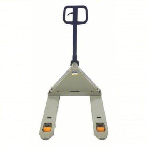 DESCRIPTION: (1) ADJUSTABLE WIDTH MANUAL PALLET JACK BRAND/MODEL: WESCO #6JE31 INFORMATION: LT GRAY SIZE: 5,500 LB LOAD CAPACITY, 48 IN X 6 IN, STEEL