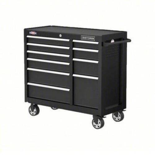 DESCRIPTION: (1) ROLLING TOOL CABINET BRAND/MODEL: CRAFTSMAN #797FK0 INFORMATION: BLACK, 10 DRAWERS SIZE: 41" W X 18" D X 37-1/2" H RETAIL$: $994.69 E