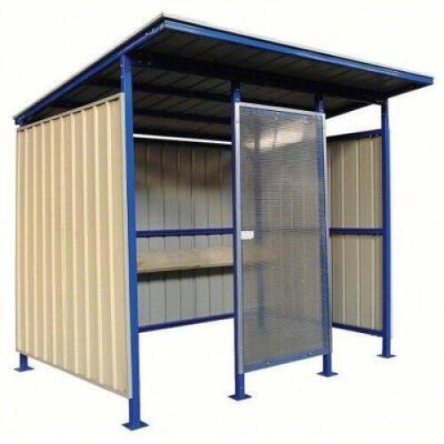 DESCRIPTION: (1) SMOKING SHELTER BRAND/MODEL: PRODUCT NUMBER #49P402 INFORMATION: INCLUDES SEATING, UNASSEMBLED, BEIGE, STEEL, 4 SIDES SIZE: 102" X 92
