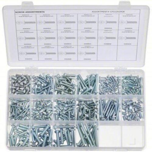 DESCRIPTION: (1) BOX OF MACHINE SCREW ASSORTMENT BRAND/MODEL: PRODUCT NUMBER #53WR23 INFORMATION: ROUND, PHILLIPS, STEEL, ZINC-PLATED, 445 PIECES, 16