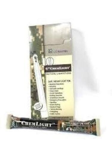 DESCRIPTION: (4) BOXES OF (10) TACTICAL LIGHTSTICKS BRAND/MODEL: CHEMLIGHT SIZE: 6" RETAIL$: $37.95 PER BOX QTY: 4