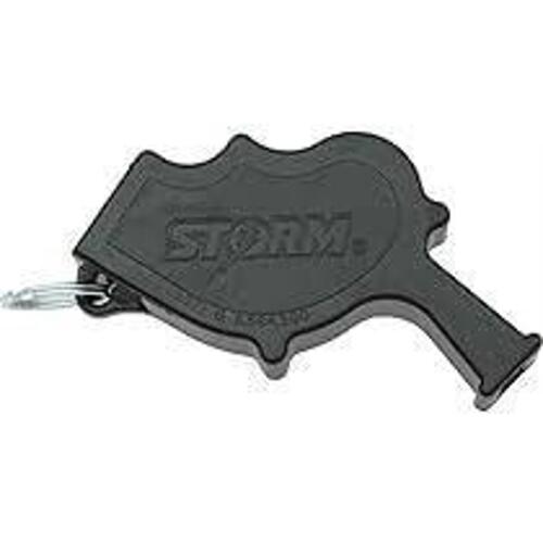 DESCRIPTION: (1) BOX OF (50) EMERGENCY SAFETY WHISTLES BRAND/MODEL: STORM INFORMATION: BLACK, WITH LANYARD RETAIL$: $14.99 PER WHISTLE QTY: 1